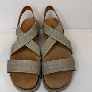 LifeStride Women's Breeze Almond Milk Linen Espadrille Wedge Sandals Size 8M